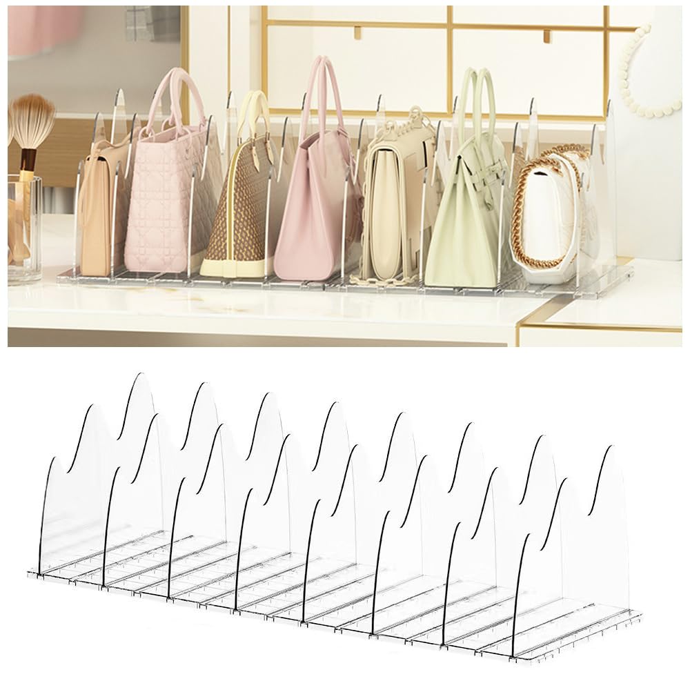 Axroad Mall 8 PCS Shelf Dividers Adjustable Bag Dividers, Detachable Closets Shelf Separator and Organizer, Transparent Shelf Dividers for Handbag Purse Bag Books (Transparent, 8 PCS)