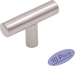 Goldenwarm 10Pack Single Hole Brushed Stainless Steel Cabinet Knobs and Pulls Door Cupboards Drawers Bedroom Furniture Handles 50mm/2in Overall Length