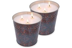 DEYIR 2 Packs Citronella Candle Outdoor Indoor, Large 3-Wick Bucket Candle for Summer, 17 Ounce Lemongrass Soy Wax Candle for Home Garden Patio Yard Balcony