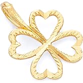 14k REAL Yellow Gold Heart Clover Charm Pendant