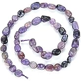 Adabele 45 Inch Natural Purple Charoite Gemstone Loose Beads 8mm to 11mm Free Form Oval Tumbled Pebble Gem Stone Spacerfor Jewelry Making GZ12-81