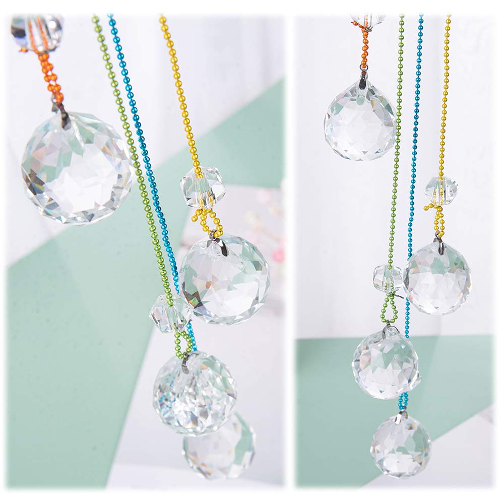 WEISIPU Hanging Crystals Suncatcher - Rainbow Crystal Ornament Crystal Ball Prism Feng Shui Crystals Suncatchers for Garden, Window Decoration