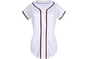 QTWW INC Womens Baseball Jersey Button Down Softball Jersey Short Sleeve Tee Hip Hop Shirt Active Team Sports Uniforms