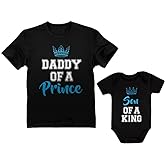 Tstars Daddy of a Prince Son of a King Matching Dad and Baby Shirts - Fathers Day Outfit Gift for Newborn & Dads