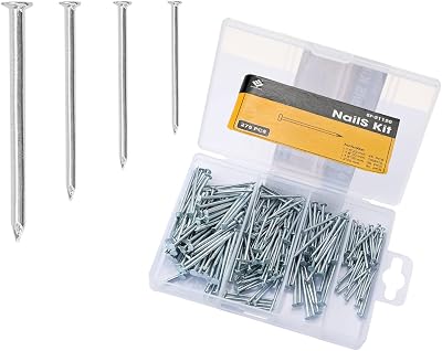 275 Pcs Assorted Iron Flat Head Nails for Wood Zinc Plated 25-40mm Silver