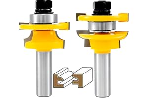 Sinoprotools Cabinet Door Rail and Stile Router Bits 1/2 Inch Shank, 2Pcs Round Over Rail and Stile Router Bit Set , Carbide-Tipped Milling Cutters for Professional Woodworking or DIY