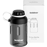 BOBBER 20 oz Tritan Water Bottle with Carry Strap & Strainer Lid — Premium Quality, Dishwasher Safe, Great for Gym, Squat — BPA Free, Leak Proof Workout Bottle for Men, Women (Black)