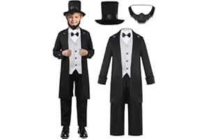 Rayekrot Deluxe Kids Abraham Lincoln Costume Boys Presidents Day Costume Halloween Cosplay Dress Up