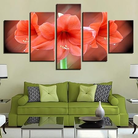 Ynhsz 5 Consecutive Paintings Flower Poster Rose Red Yellow White Purple Blue Pink Black Wall 5 Pictures Living Room Color Painting Art Home Decor Amazon Co Uk Kitchen Home