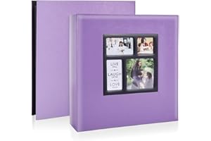 Artmag Photo Picutre Album 4x6 500 Photos, Extra Large Capacity Leather Cover Wedding Family Photo Albums Holds 500 Horizontal and Vertical 4x6 Photos with Black Pages (Purple)