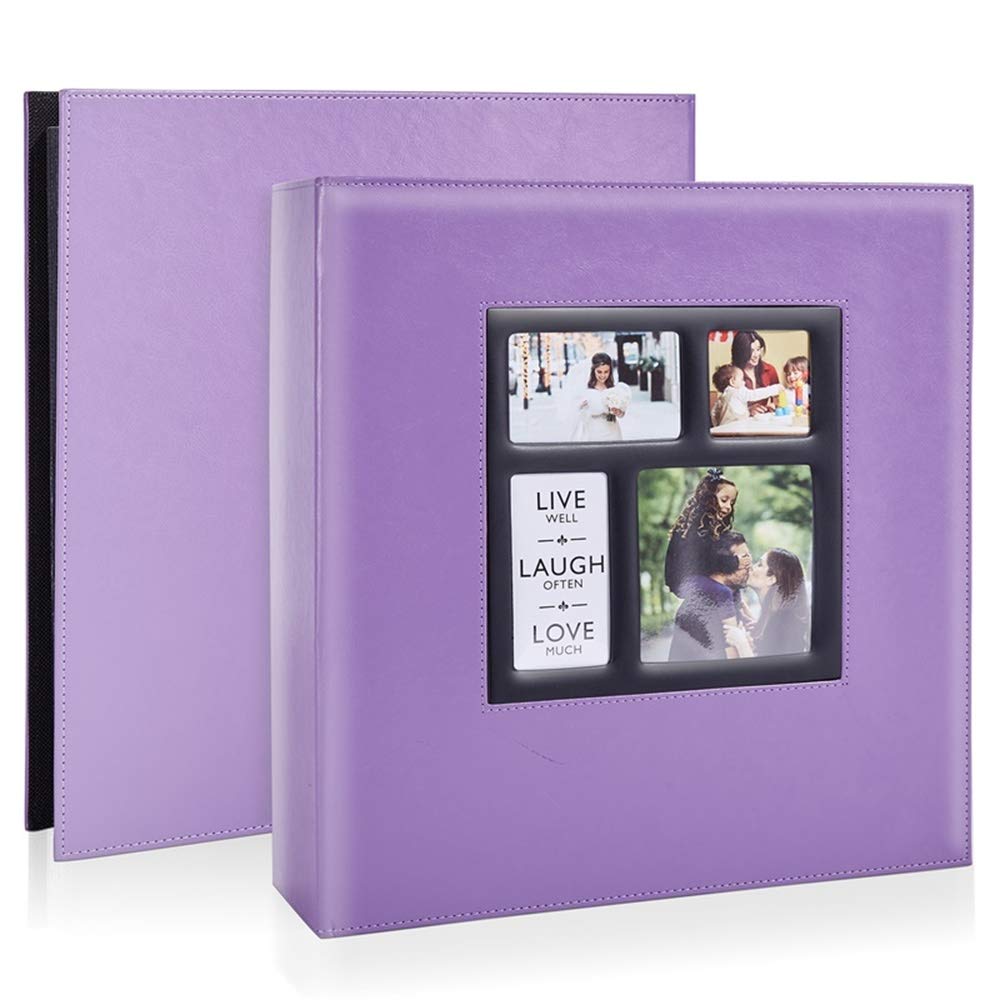 Artmag Photo Album 4x6 600 Photos, Large Capacity Wedding Family Leather Cover Picture Albums Holds 600 Horizontal and Vertical 4x6 Photos with Black Pages (Purple)