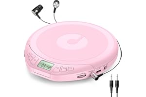 Gueray Portable CD Player with Earphones,CD Discman for Car Home with Anti-Skip Shockproof Protection,Personal CD Music Player with LCD Display Support PROG Memory Function