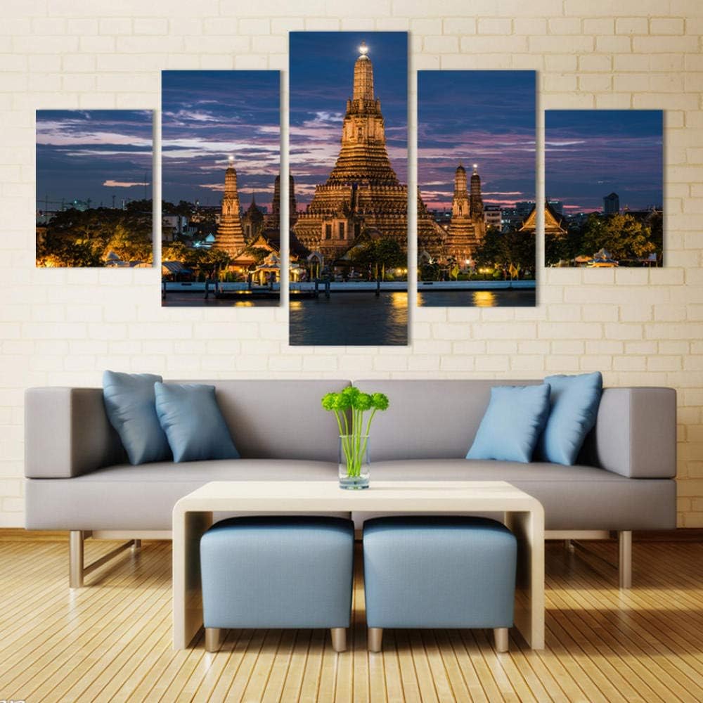 YJLucky 5 Tafeln Leinwandbilder Leuchtturm Modulares Bild