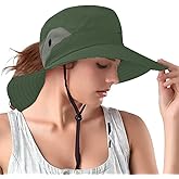 Rosoz Ponytail Sun Bucket Hats for Women UV Protection Foldable Mesh Wide Brim Hiking Beach Fishing Summer Safari