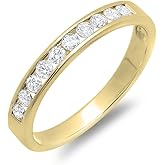 Dazzlingrock Collection Valentine's Day Gift 0.40 Ctw 18K Real Solid Gold Round Natural Diamond Women Anniversary Wedding Stackable Ring Band