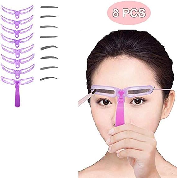 Elevin(TM) Eyebrow Stencil 8 Styles Eyebrow Shapes DIY