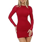 Nsbonu Women's Sexy Bodycon Mesh Long Sleeve Mini Dress Club Party Short Dresses