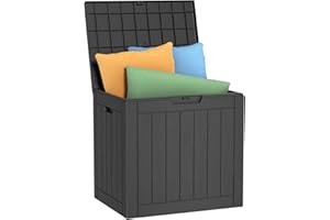MAIUSCOLI 37 Gallon Outdoor Deck Box,Storage Lockable Waterproof Patio Furniture,Garden Tools,Cushions,Pool Accessories Outside Storage Resin Box(Black)
