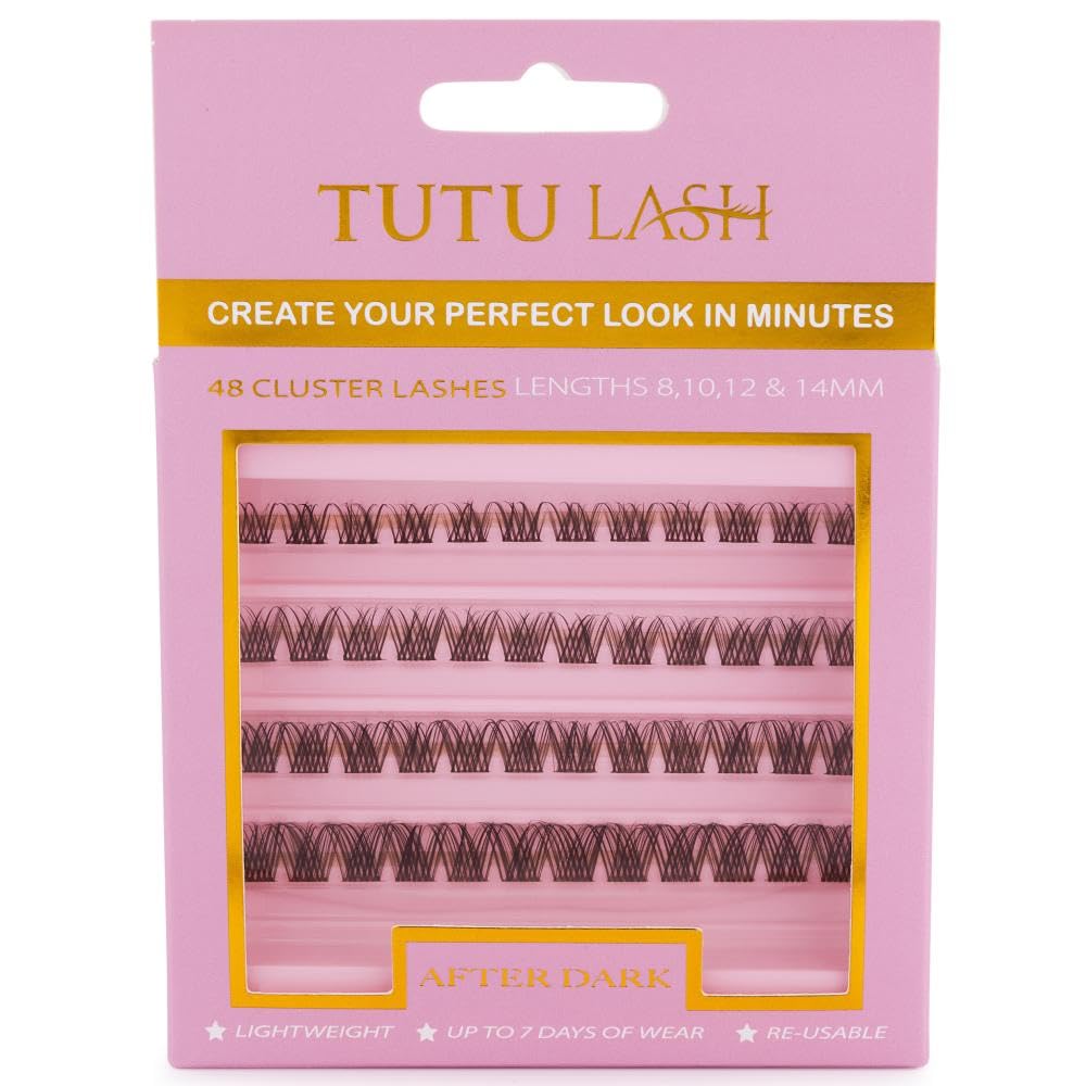 Tutu Lash Caramel Lashes Brown DIY Cluster Lashes AFTER DARK 48 x lash clusters self application easy to apply box re-usable vegan (After Dark Brown Cluster Lashes) — image 1