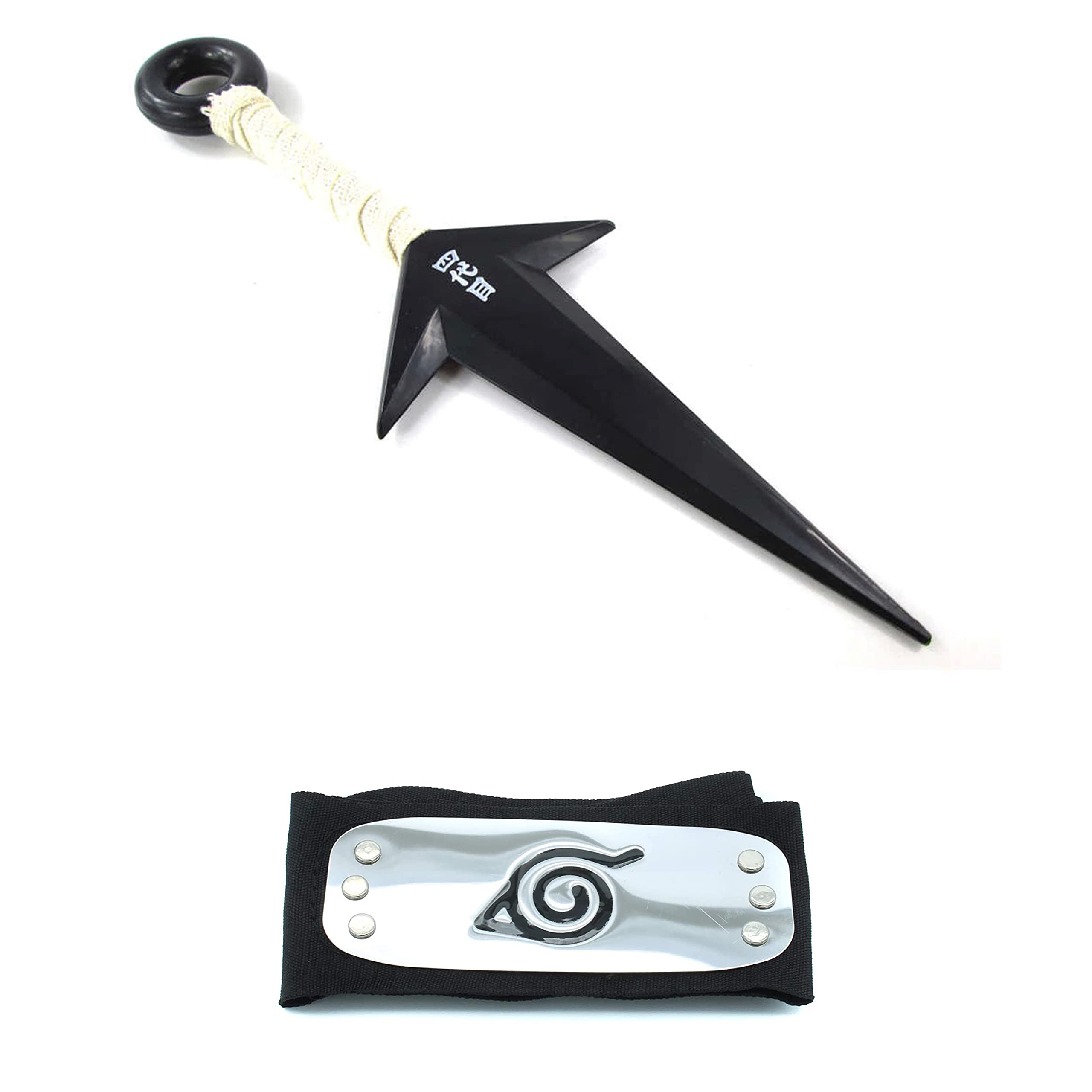 GUGUBU Naruto Shippuden Minato Namikaze Yondaime 4th Hokage Cosplay Plastic White Kunai Leaf Headband Set