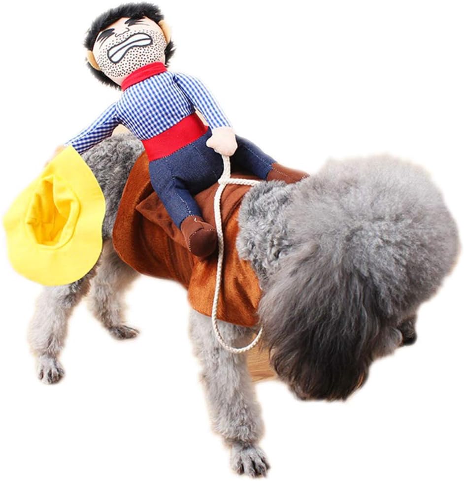 XIAOYU Pet Dog Cat Halloween Costume, Riding Horse Style Costume, Funny Pet Knight Style Clothing for Dog Cat Cosplay M