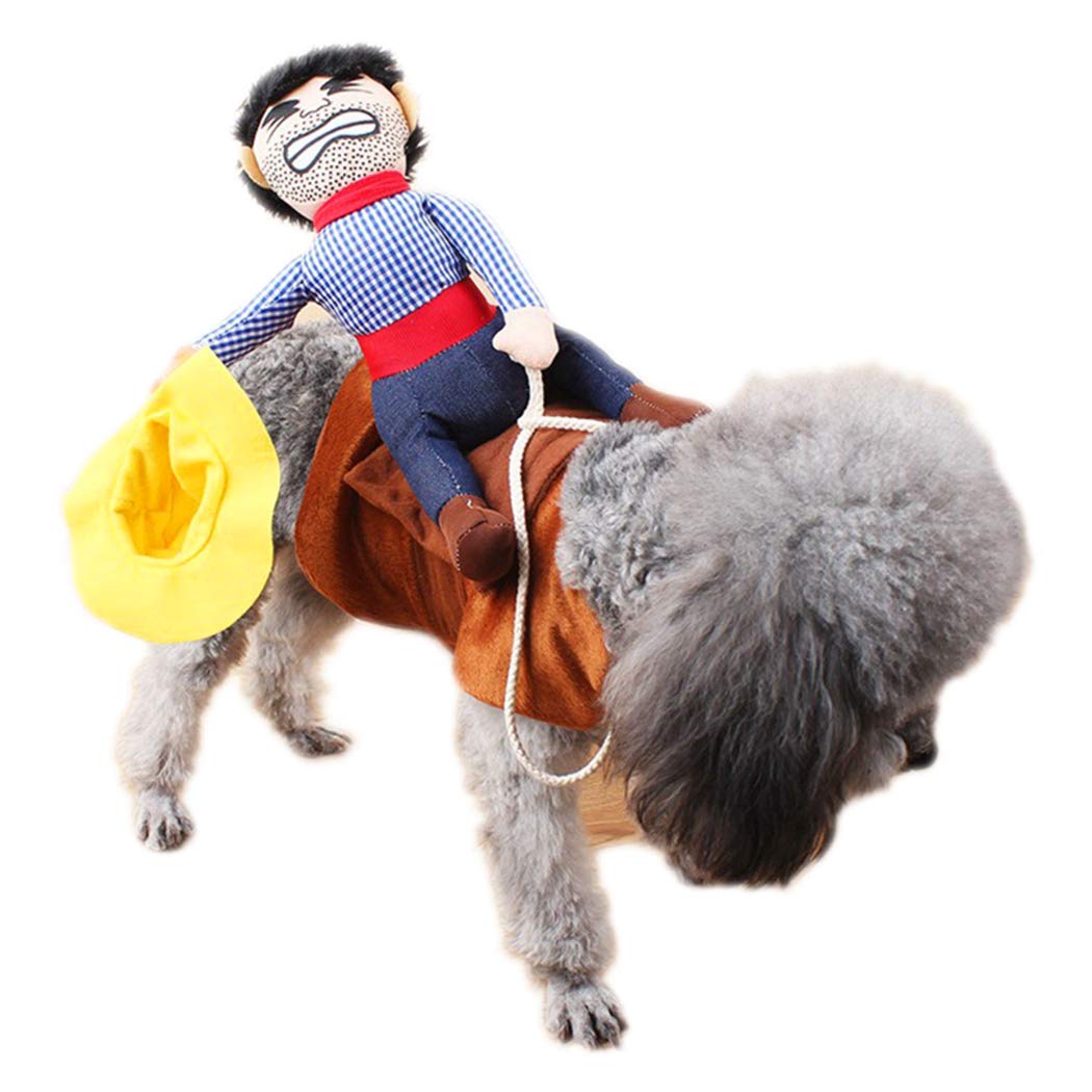 XIAOYU Pet Dog Cat Halloween Costume, Riding Horse Style Costume, Funny Pet Knight Style Clothing for Dog Cat Cosplay, M