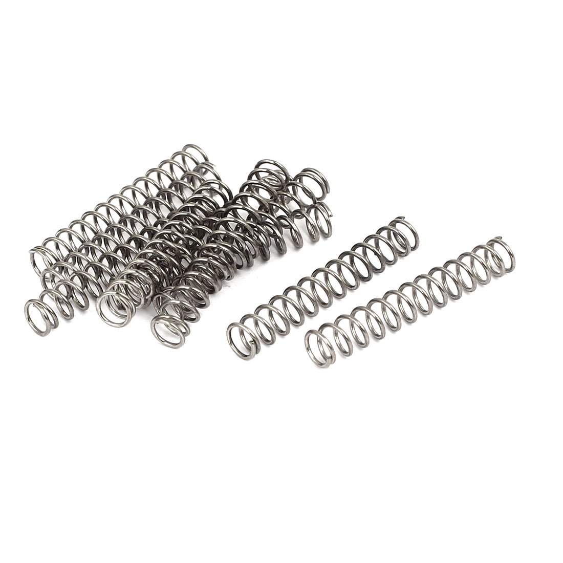 sourcingmap Compression Spring,304 Stainless Steel,5mm OD,0.6mm Wire Size,30mm Free Length,Silver Tone,10Pcs
