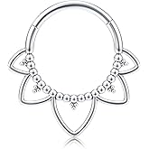 BodyBonita 16G Septum Rings Clicker 316L Stainless Steel Septum Nose Rings for Women Daith Earrings for Women Septum Jewelry Conch Daith Piercing Jewelry 14k Gold Plated/Silver 8mm 10mm