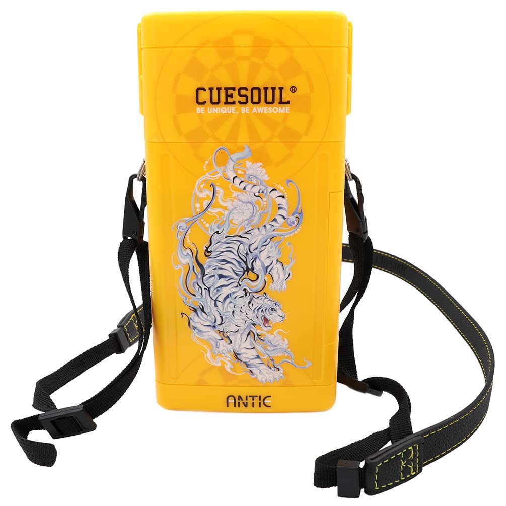 CUESOUL ANTIE Hard Dart Case,Holds 6 Steel Tip Darts/Soft Tip Darts & Extra Accessories,with Four Mythological Symbols Design,Durable Use