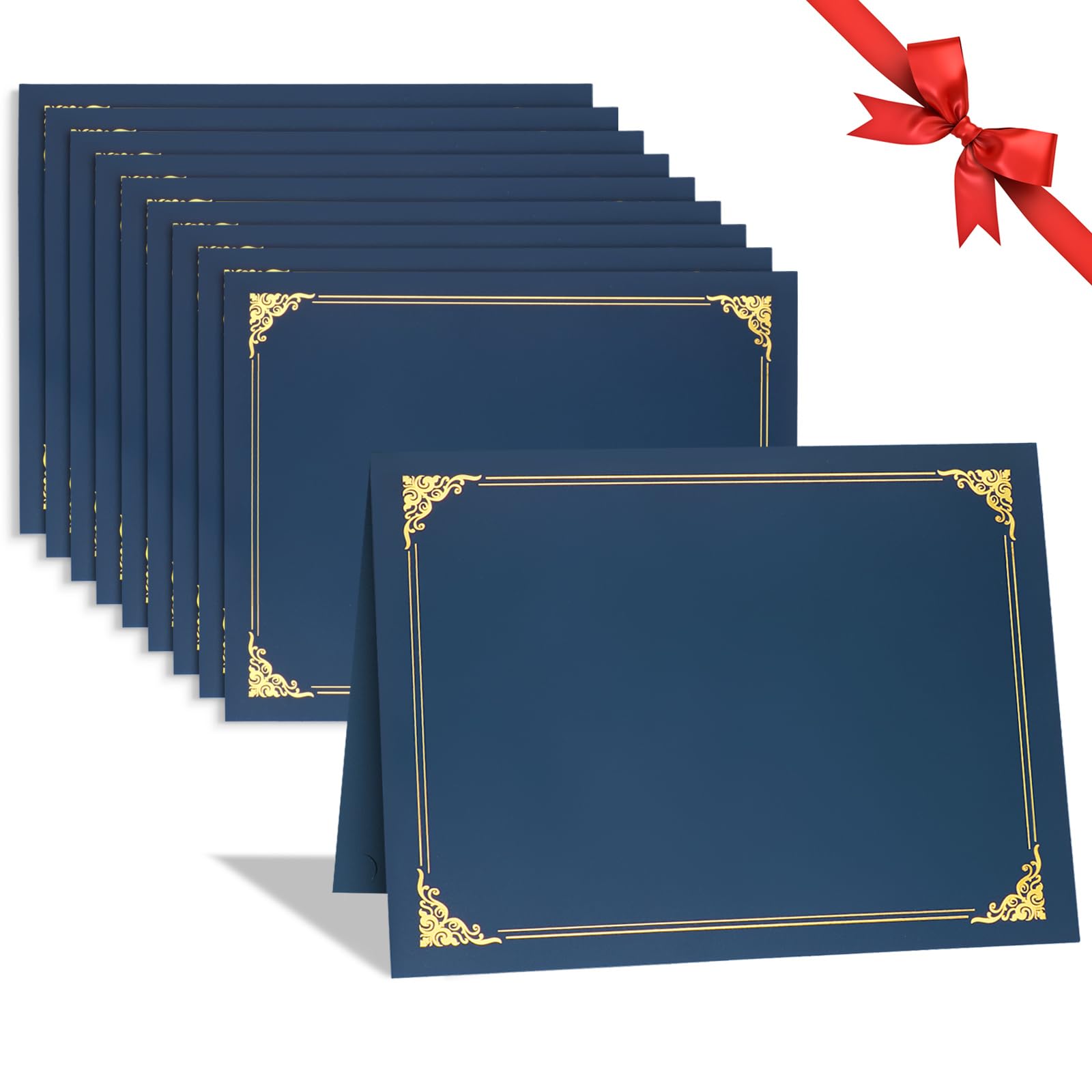 Photo 1 of 10 Packs Certificate Holders, Navy Blue Certificate Covers, Diploma Holders, Certificate Folders with Gold Foil Border for Letter Size 8.5" x 11" Certificates, Diploma, Documents, Award Cover