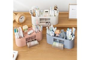 Desktop Organizer,Storage Box Caddy with Drawer,Desk Organizer and Accessories for Tidy Office, Pink Home LCC2542-03