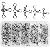 Luengo 100-Pack Three Way Triple Barrel Swivel Cross-Line Fishing Swivel – 1mm, Saltwater Ready, Ball Bearing