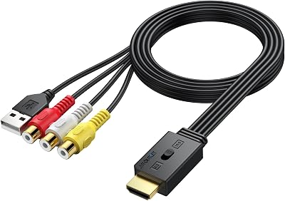 AUTOUTLET RCA to HDMI Converter 1080P 720P Built-in Cable Plug & Play