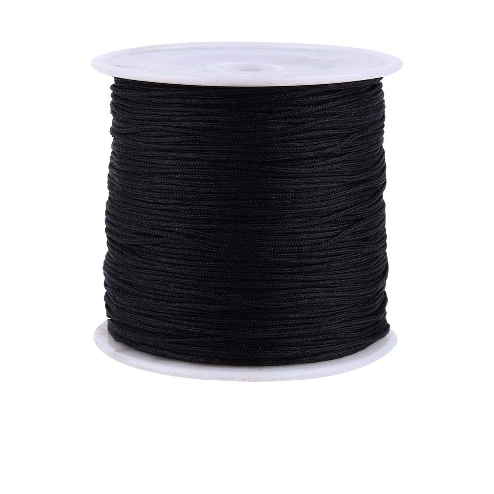 Chinese Knot Cord, 100M x 0.8mm Rattail Trim Cord String from Nylon Black Chinese Knot Cord Jewelry Making Cord String