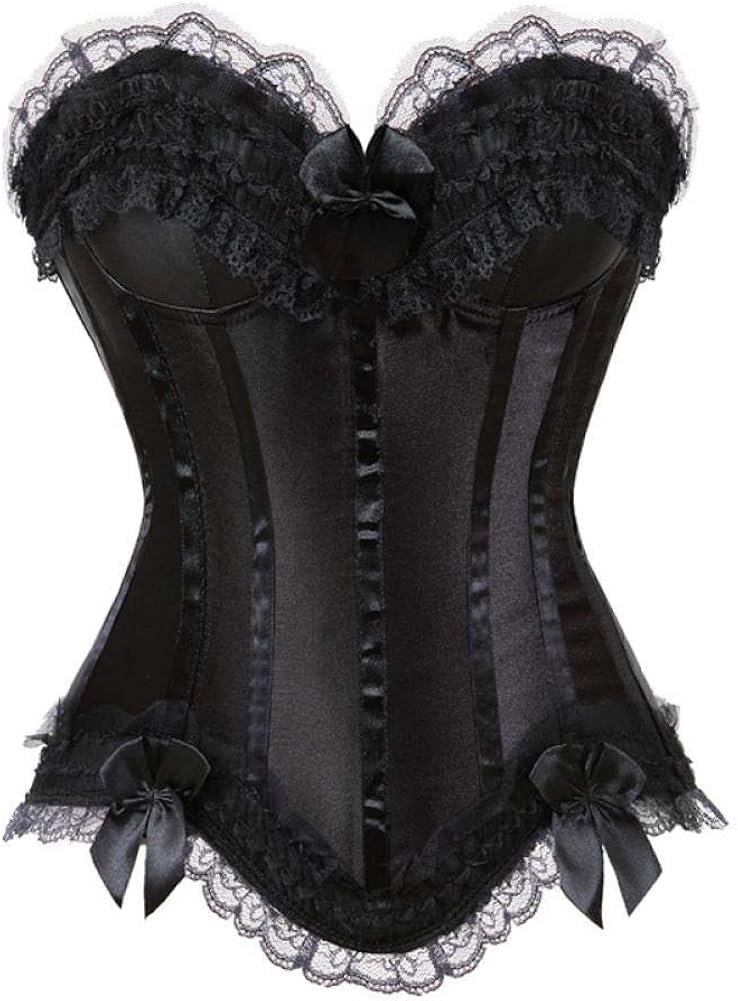 Overbust Bustiers and Corsets Lace Up Plus Size Black