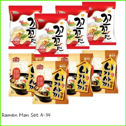 Ramen Man Set A-34 (Koko men x4 , Nagasaki Champong x4) 라면만 세트 A-34 (꼬꼬면 x4, 나가사끼 짬뽕 x4)