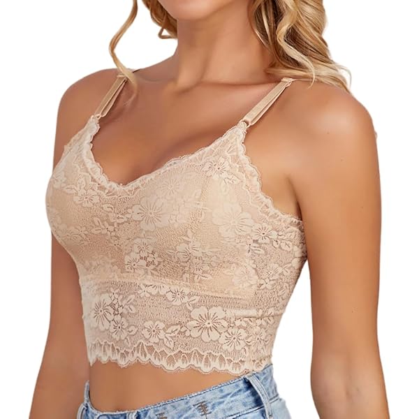 Women's Camisole Built in Bra Lace Sexy Wirefree Lightly