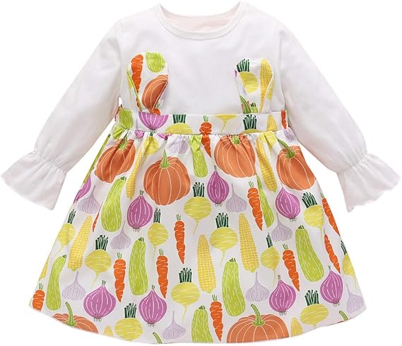 Amazon Cousannory ワンピース 子供 ベビー 長袖 女の子 ドレス 可愛い チェック柄 フルーツ柄 ベビー服 ドレス プリンセス お嬢様 女児 子供服 柔らかい ベビードレス おしゃれ キッズドレス ガールズ チュニック ルームウェア 通園 通学 アンサンブル 通販