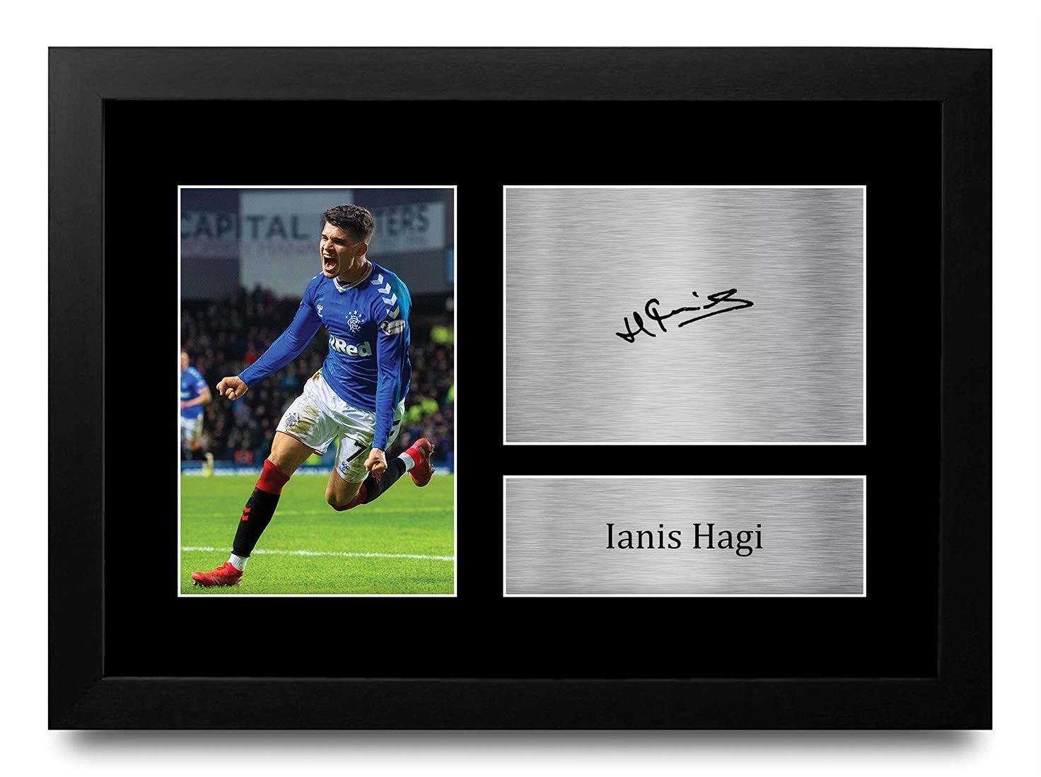 HWC Trading FR A4 Ianis Hagi Rangers Gifts Printed Signed Autograph Picture for Football Fans and Supporters - A4 Framed