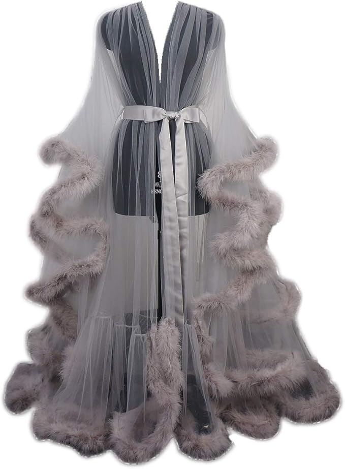 Old Hollywood Feather Robe Sexy Boudoir Robe Feather Bridal