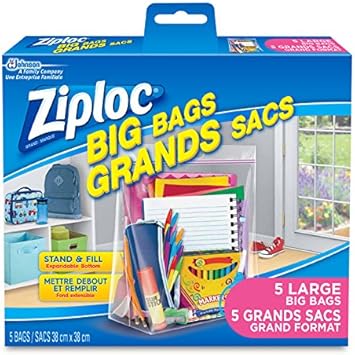 Ziploc Big Bags Storage With Double Zipper Large 5 Count Amazon Ca Health Personal Care