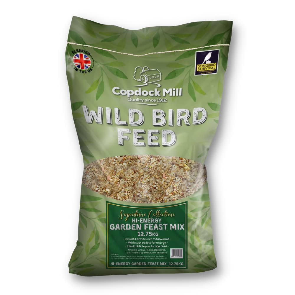 Copdock Mill Garden Feast Wild Bird Seed 12.75kg - High Energy with Sunflower Seeds and Peanuts for Birds - Bird Seeds for Small Garden Birds