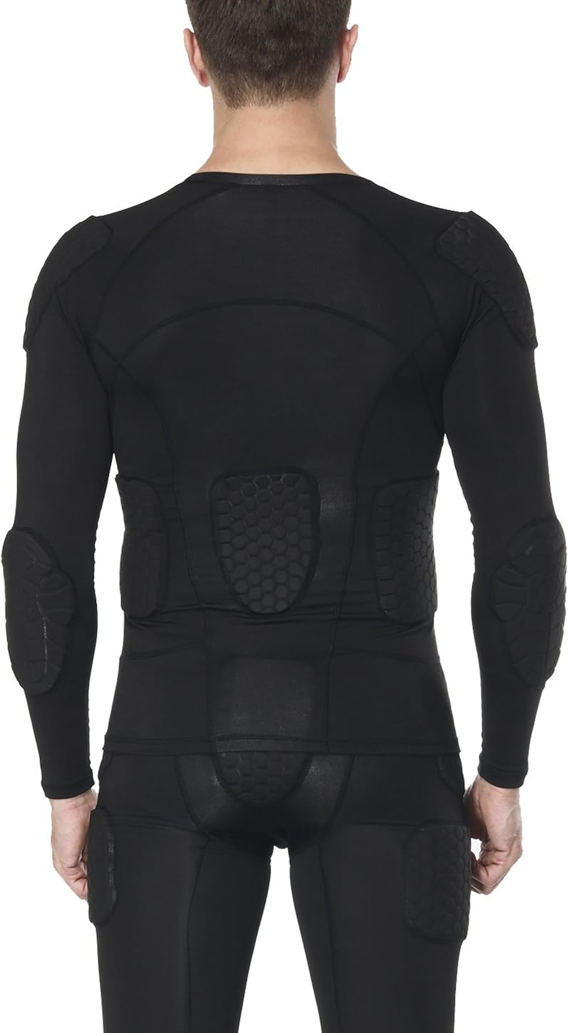TUOY Men's Padded Compression Shirt Protective T Shirt Rib Chest Protector for Football Paintball Baseball: Clothing