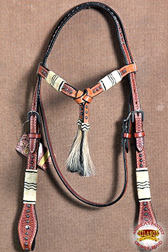 HILASON Western Horse Headstall Breast Collar Set Tack American Leather Mahogany