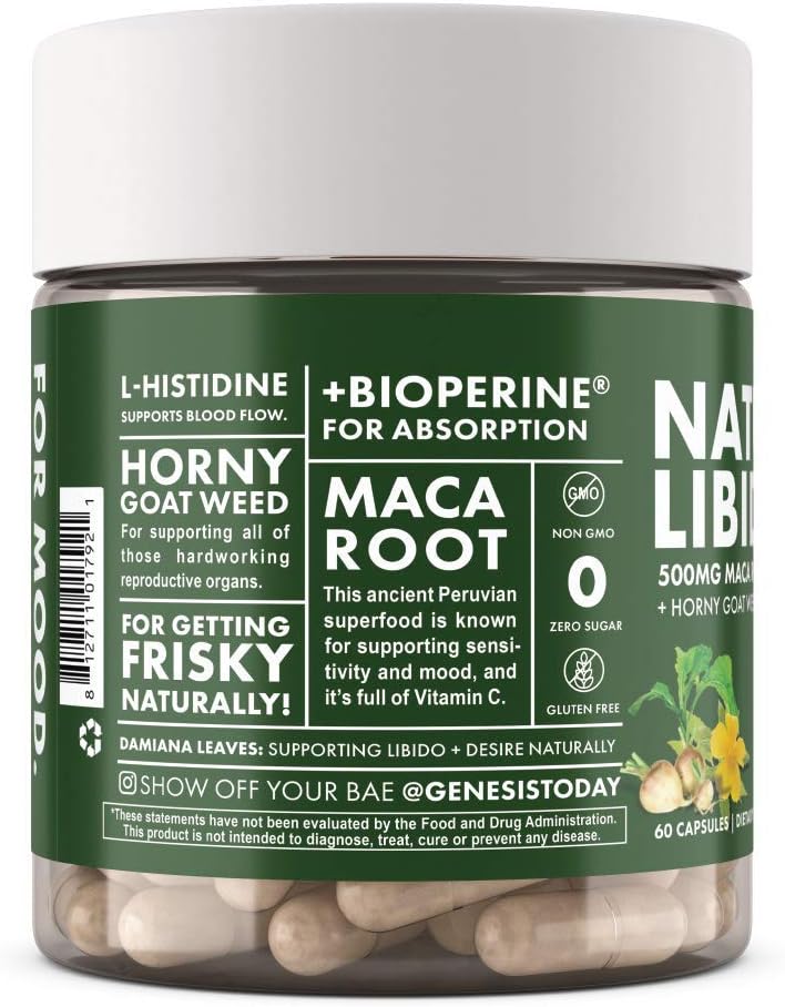 Genesis Today Natural Libido Supplement for Men & Women, Herbal Supplement for Sexual Well-Being, 60 Vegetarian Capsules: Health & Personal Care