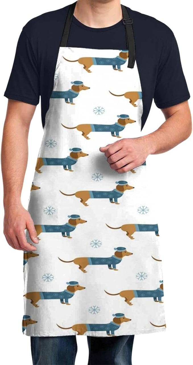 Cute Apron,artoon Sausage Dog in Pullover and S,Funny Aprons Cooking