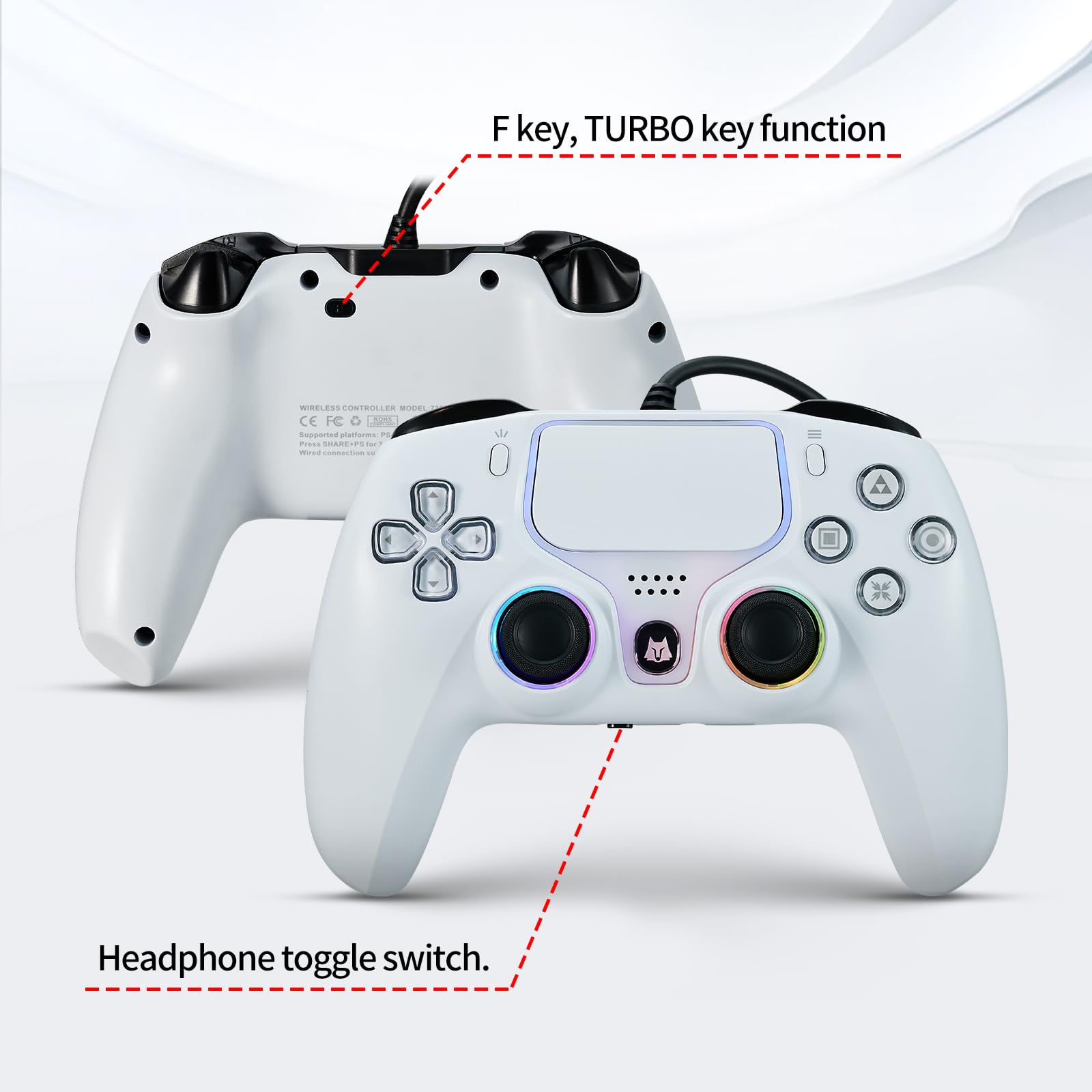 NBCP Gaming 2 Pack for PS5 Wired Controller, PC/Steam, Turbo & Linear Hall-effect Trigge,Wired Controllers for Compatible with PS5/4, Windows PC & Steam White* 2