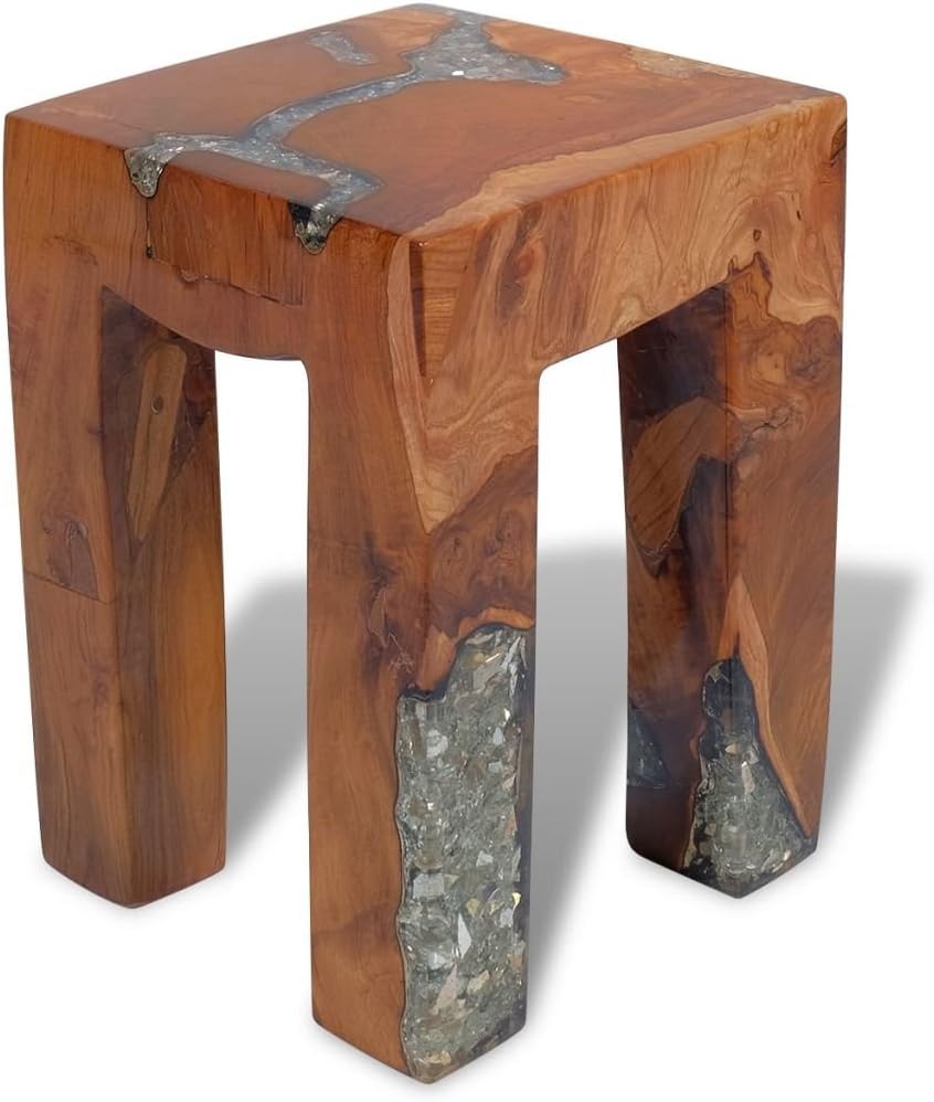 Amazon Com Festnight Wood Stool With 4 Legs Wooden Teak Resin End Side Tbale Nightstand Living Room Bedroom Home Furniture Decor Suit For Both Indoor And Outdoor Sports Outdoors