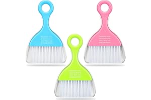 3 Pcs Mini Dustpan and Brush Set - Small Table Whisk Brooms and Tiny Dust Pans for Cleaning Car, Desk, Keyboard, Countertop a