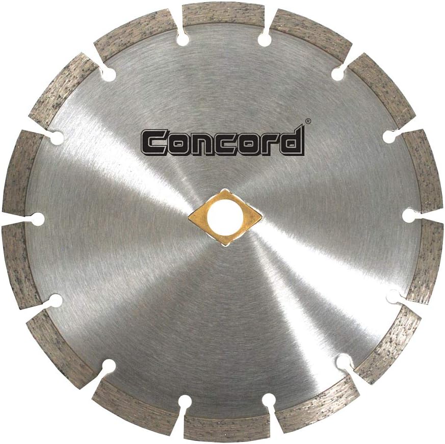 Concord Blades SSB070D10CP 7" General Purpose Premium Segmented Diamond Blade cutting concrete, brick, light weight block, pavers, field stone, and masonry materials and stone.